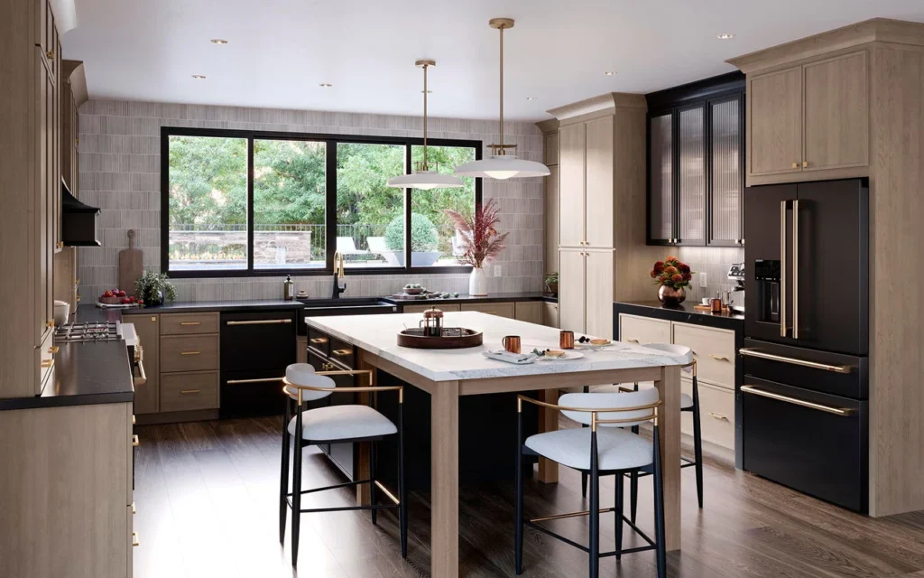 580F Maple Almond & Painted Black Kitchen