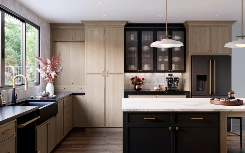 580F Maple Almond & Painted Black Kitchen