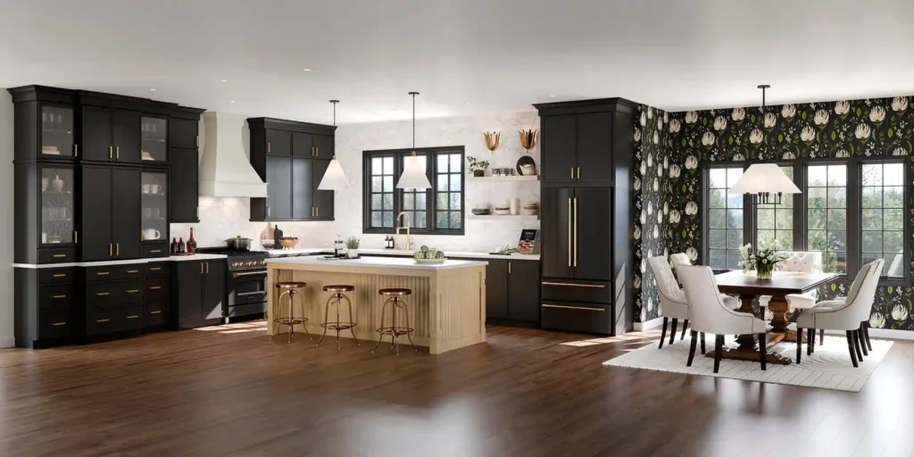 580F Painted Black & Maple Rye Kitchen