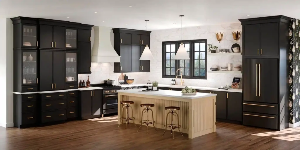 580F Painted Black & Maple Rye Kitchen