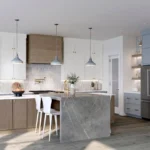 580F Painted Vanilla & Painted Mist & Maple Almond Kitchen