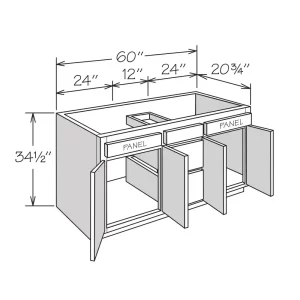 VSDB6034HC BK BUTT, Vanity Combo with Center Drawers, VSDB HC BUTT