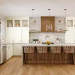 410F Painted Vanilla n Cherry Amber Kitchen,reddish-brown,cherry wood cabinetry