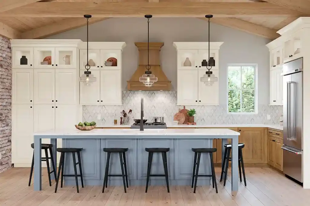 660R Cherry Amber & Painted Vanilla & Painted Mist Kitchen