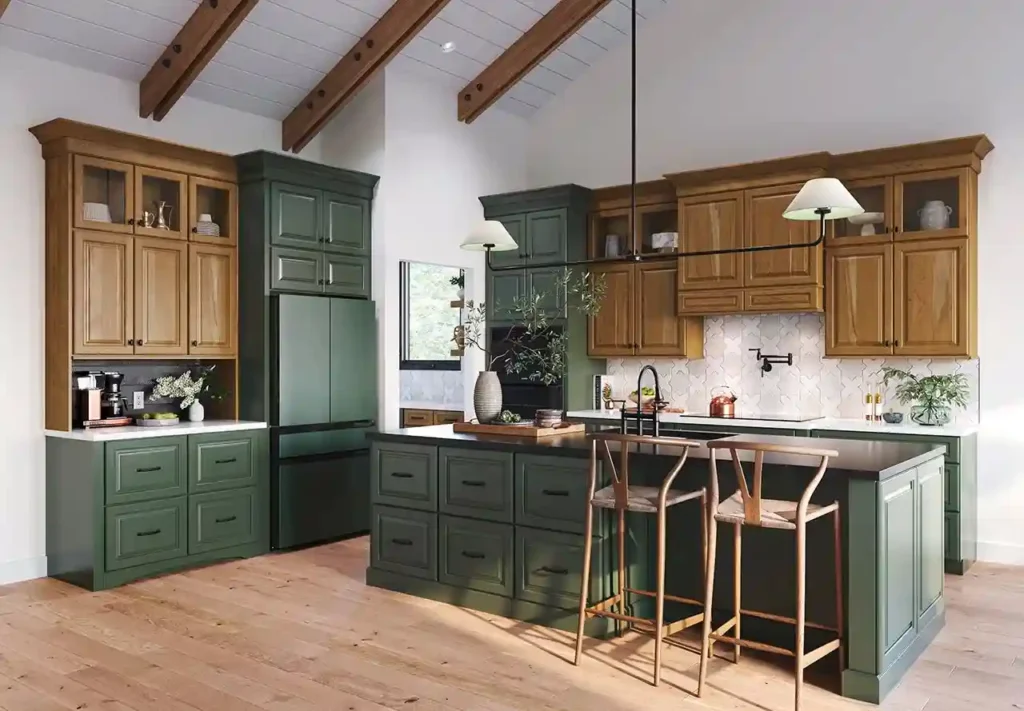 660R Pained Sage & Cherry Amber Kitchen, deep green