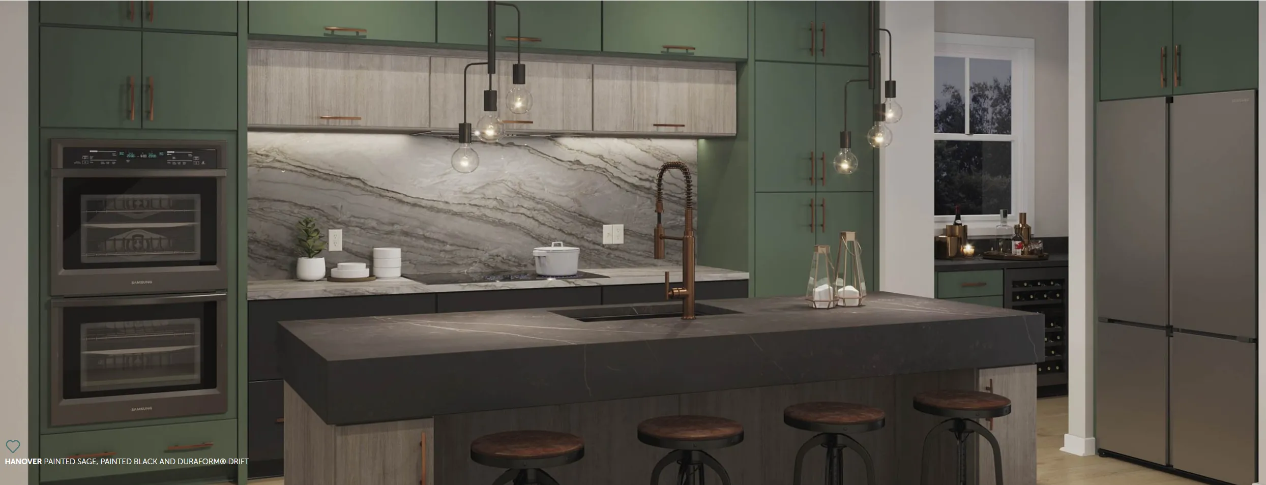 530S Painted Sage-Painted Black-D22S Duraform Drift Wide Kitchen