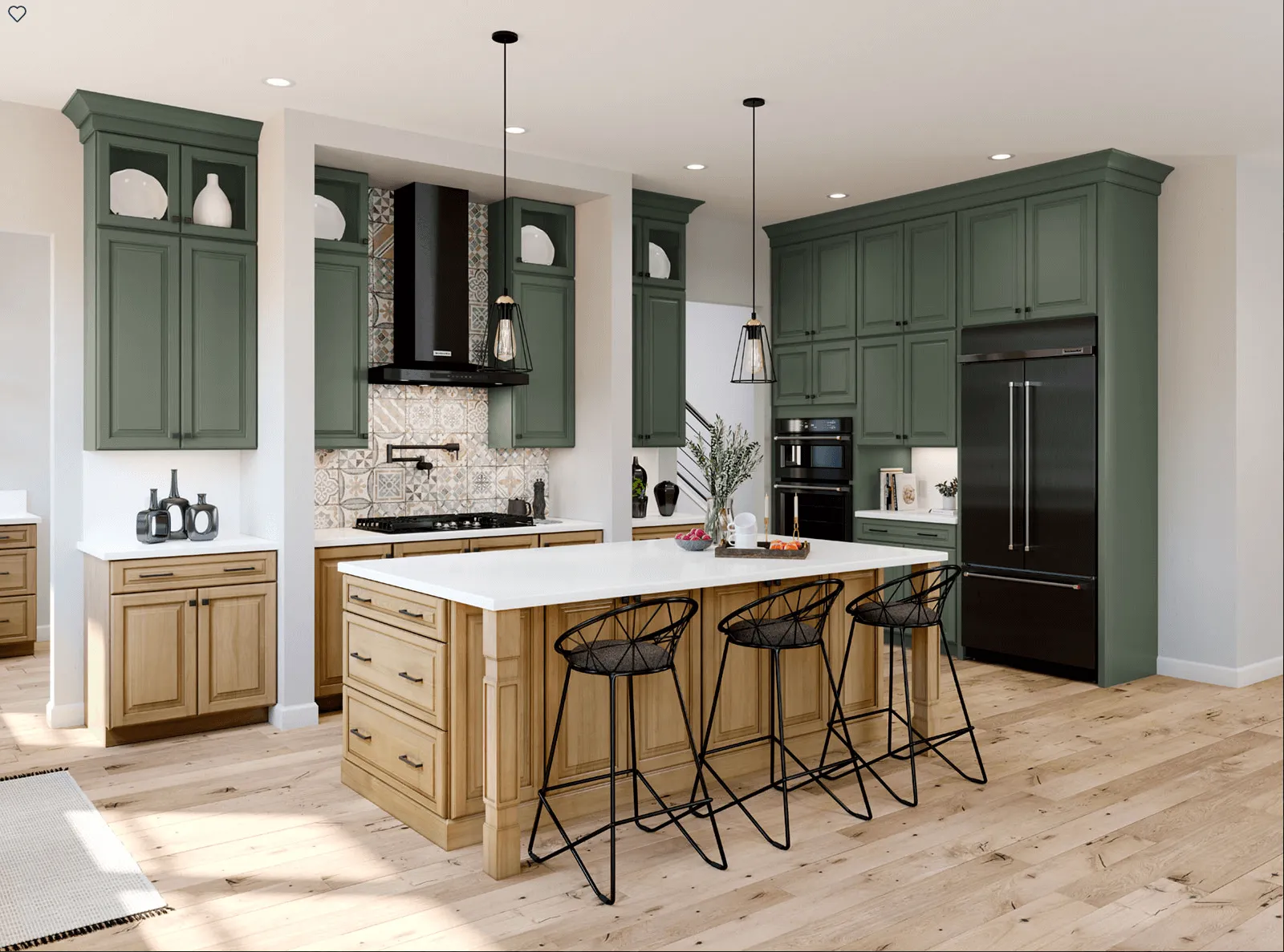 660R Maple Rye-Painted Sage Kitchen