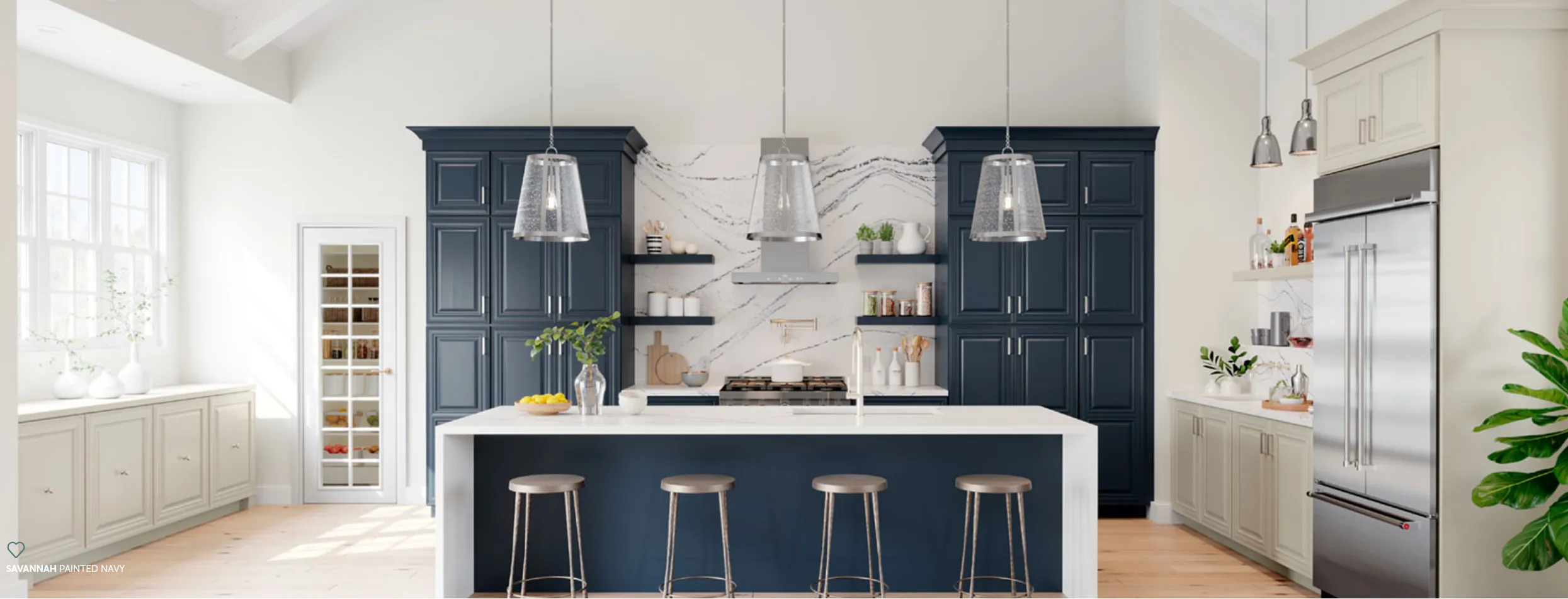 720R Painted Nvy-Painted Harbor Wide Kitchen