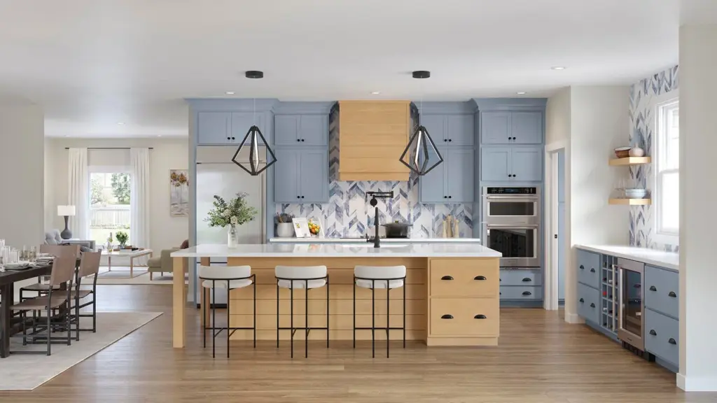 330S Painted Mist & Maple Rye Kitchen