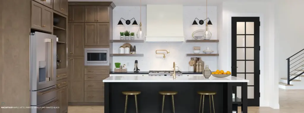 470F Maple Latte-Painted Black-Painted Vanilla Wide Kitchen