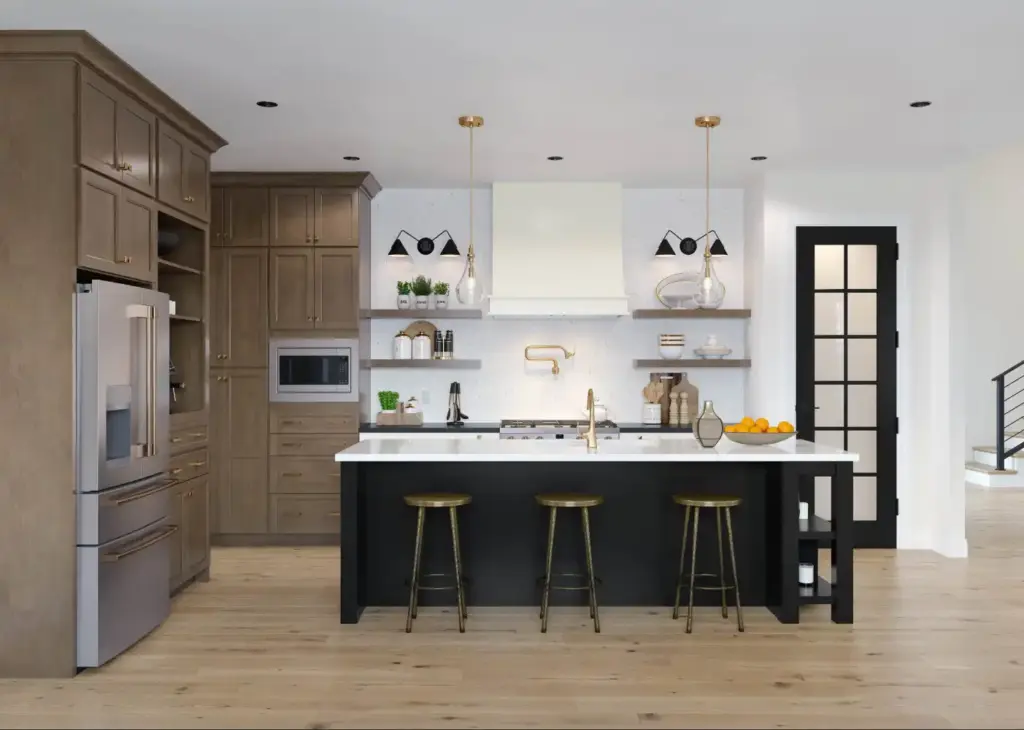 470F Maple Latte Painted Vanilla Black Kitchen