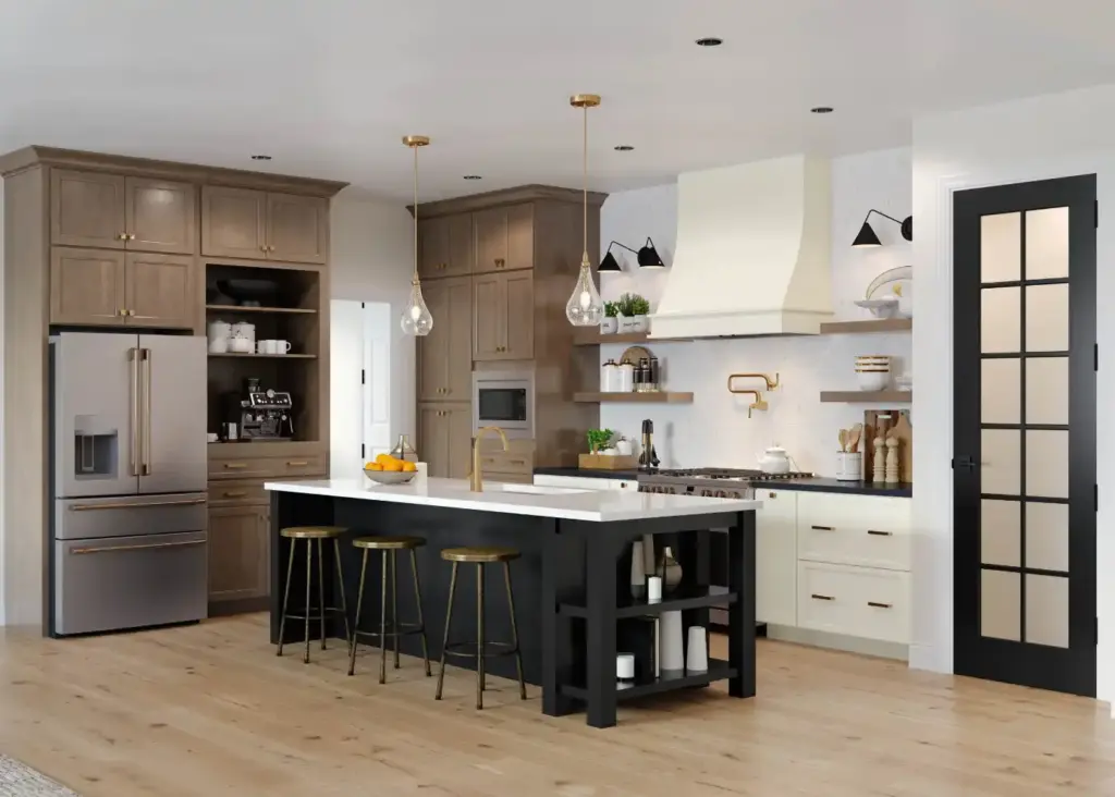 470F Maple Latte Painted Vanilla Black Kitchen 2