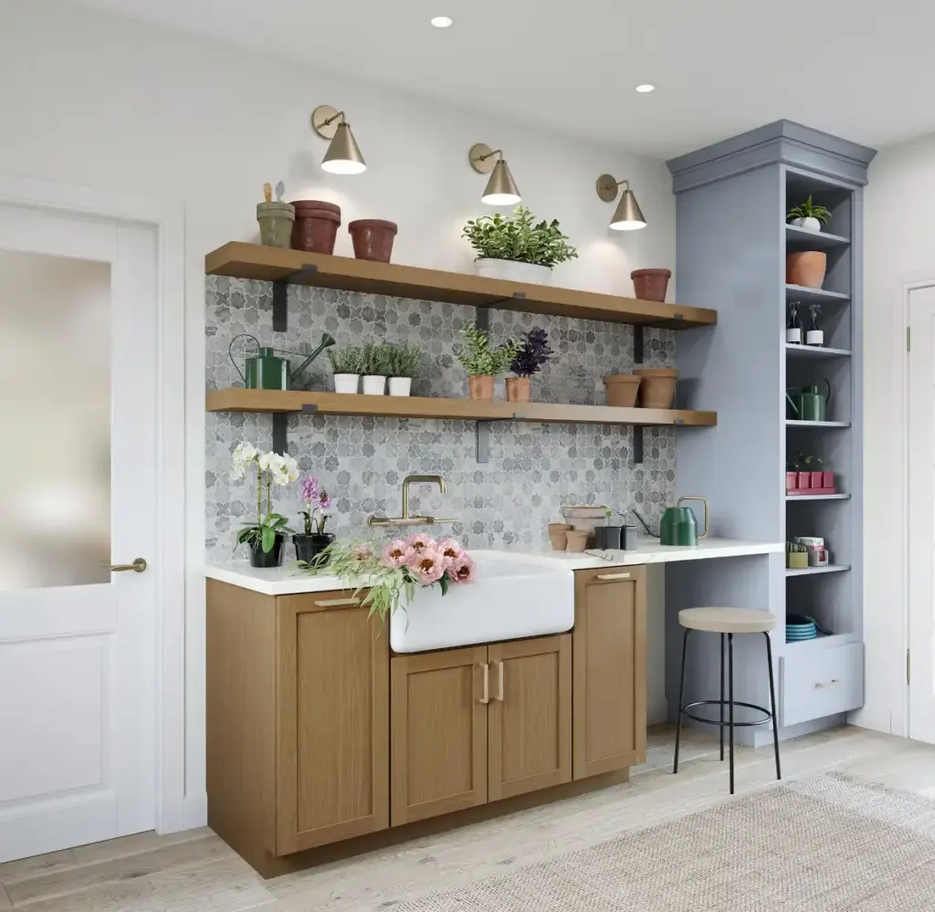 530S Painted Mist & Cherry Amber Mudroom