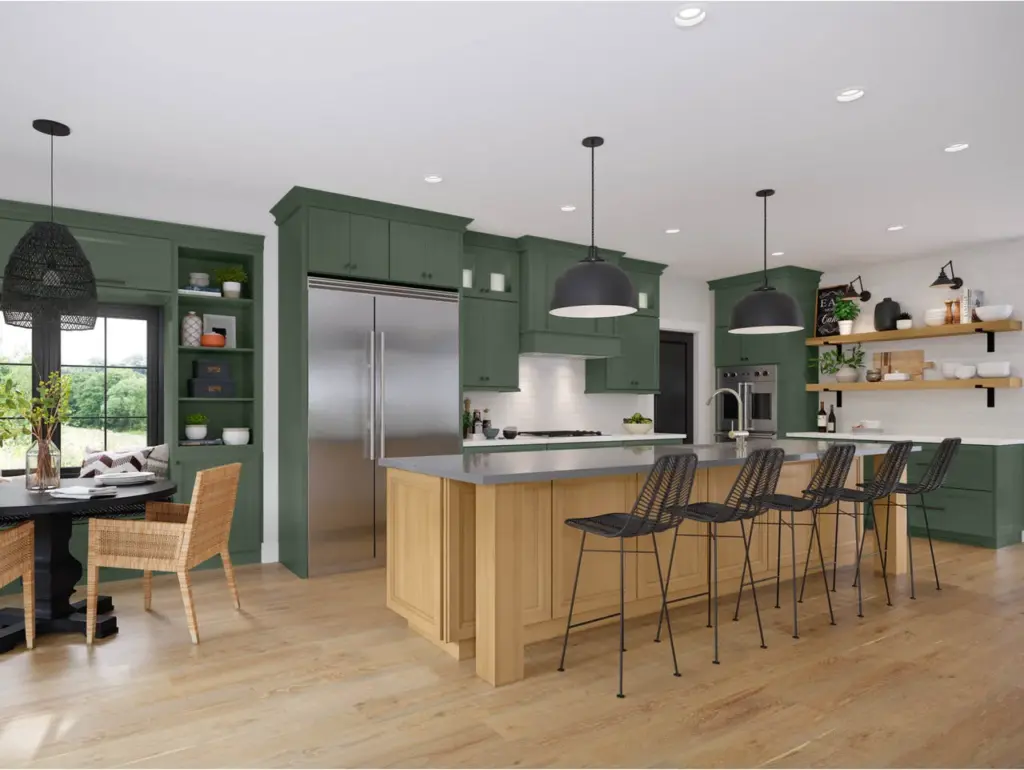 570F Painted Sage-Maple Rye Kitchen