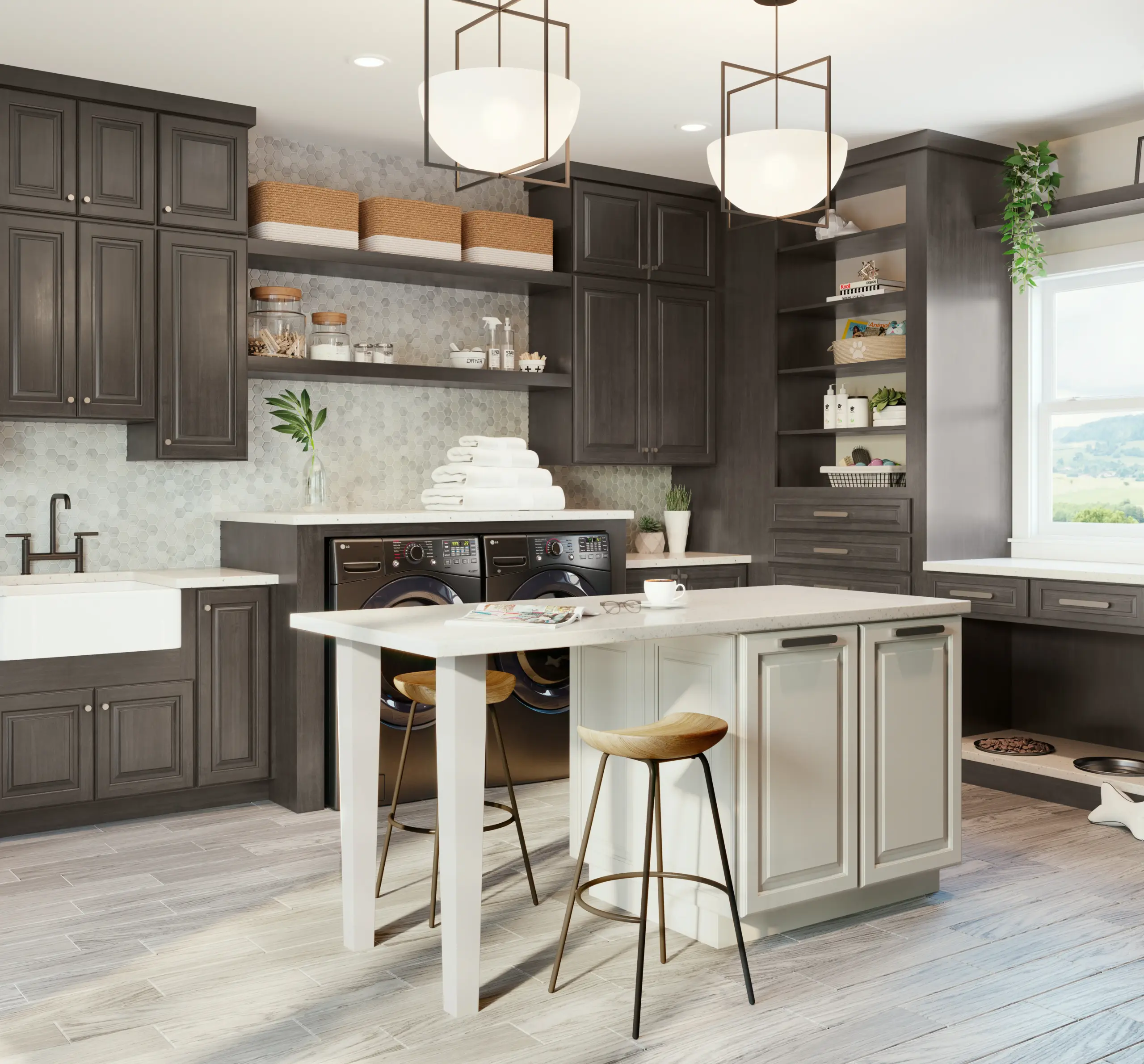 660D Cherry Slate Desk