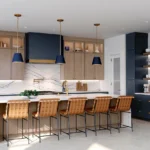 580F Maple Almond & Painted Navy Kitchen