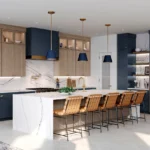 580F Maple Almond & Painted Navy Kitchen