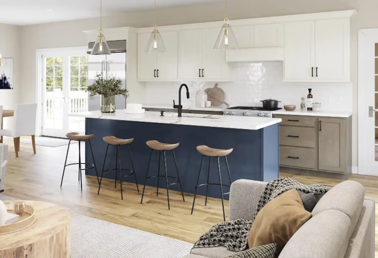 410S Painted Vanilla & Navy & Maple Latte Kitchen
