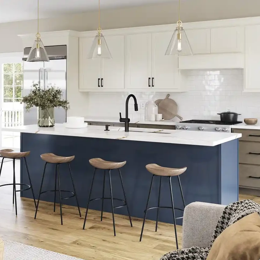 410S Painted Vanilla & Navy & Maple Latte Kitchen