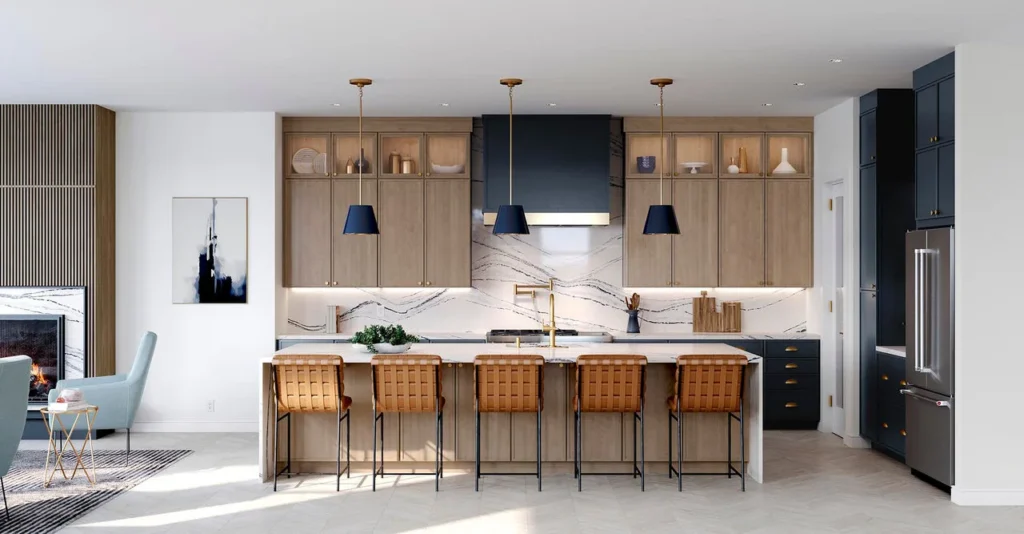 580F Maple Almond & Painted Navy Kitchen