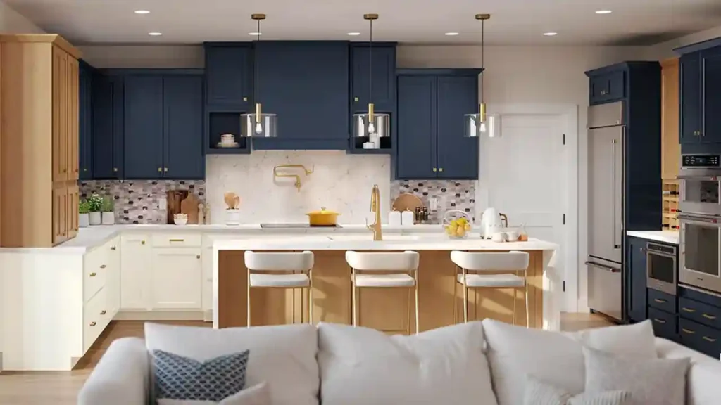 330S Painted Linen & Painted Navy & Maple Rye Kitchen